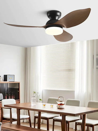 Decorbites™ 48" Schwarzer Deckenventilator mit niedrigem Bodenabstand, modernem Design und LED-Licht