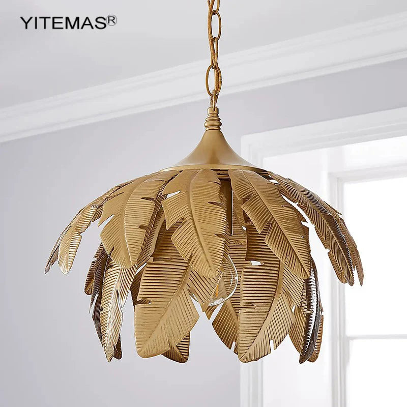 Decorbites™ Goldene Blätter Kronleuchter Kleine Pendelleuchte für Kücheninsel Flur E27 Fassung
