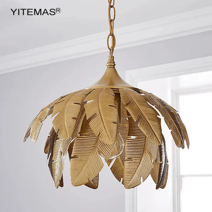 Decorbites™ Goldene Blätter Kronleuchter Kleine Pendelleuchte für Kücheninsel Flur E27 Fassung