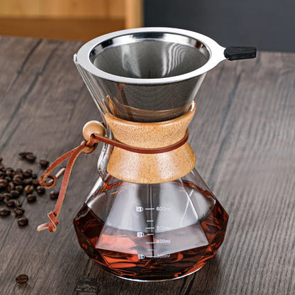 Decorbites™ Glas-Kaffeemaschine Handgebrühter Topf Tropffilter-Tasse Espressotopf