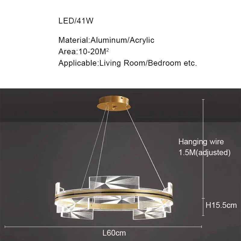 Gold LED Pendant Light Aluminum 80cm