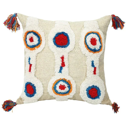 DecorBites™ Geometric Tufted Tassel Pillow Cover - Handcrafted Boho Chic Cushion Cover