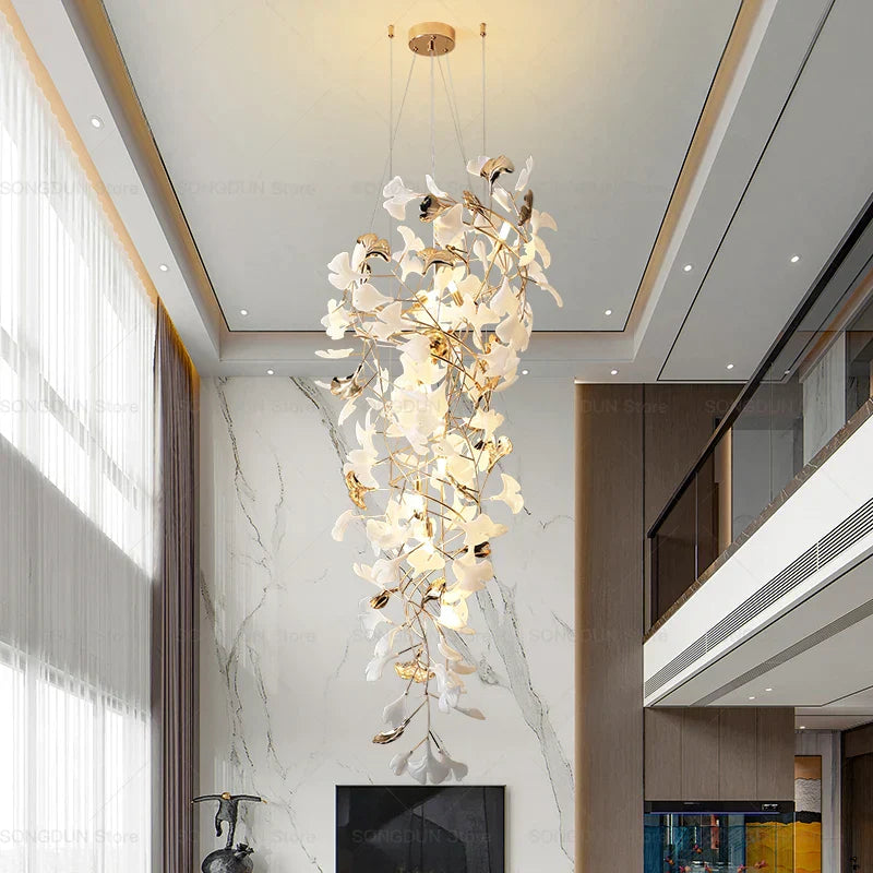 Decorbites™ Ginkgo-Blatt-Keramik-Kronleuchter: Modernes nordisches Wohnzimmer- & Hotellobby-Beleuchtung