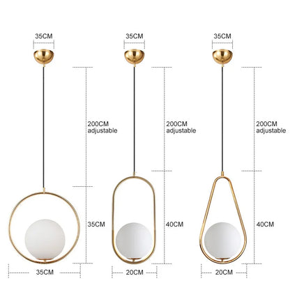 DecorBites™ Glass Ball Pendant Lamp: Elegant Dining Room Light Fixture, Gold Finish