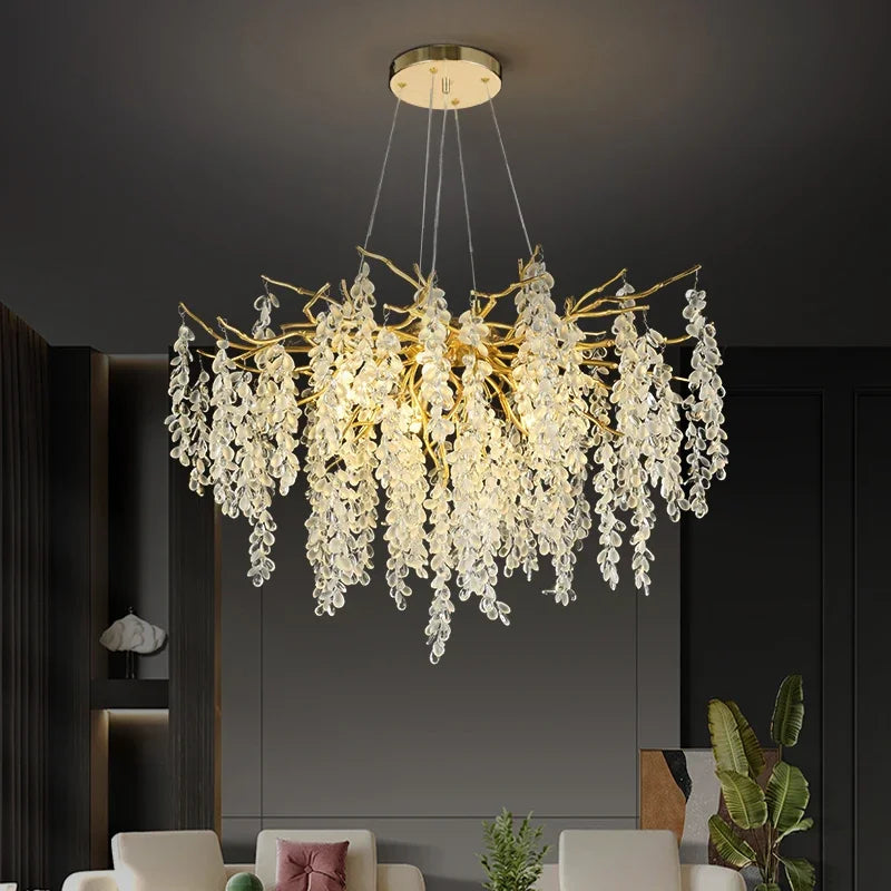 Decorbites™ Goldener Ast-Kristall-Leuchter für luxuriöses europäisches Wohnzimmer