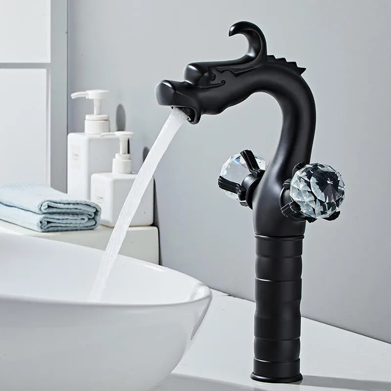 Gold Crystal Basin Faucet With Double Handles