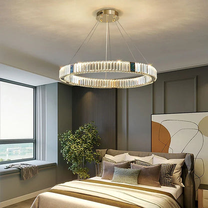 DecorBites™ Crystal Round Ceiling Chandelier LED Lighting Fixtures for Kitchen Dining Room & Villa