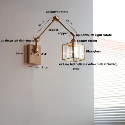 Decorbites™ LED-Wandlampe drehbar Glas Walnuss Schwingarme Flur Treppenlicht