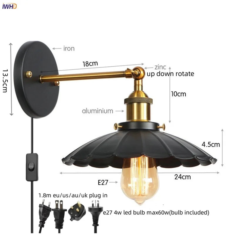 Gold LED Wall Lamp For Coffee Bars And Bedrooms