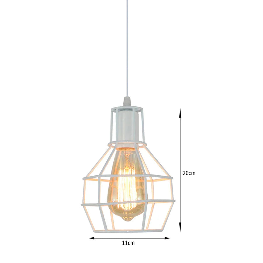 Decorbites™ Industrielles Vintage Weißes Schmiedeeisernes Käfig-Pendant-Licht für Wohnzimmer Schlafzimmer Esszimmer Loft