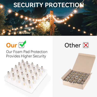 DecorBites™ 25PCS G40 LED String Lights Bulb E12 Screw Warm White 2200K Amber Glass