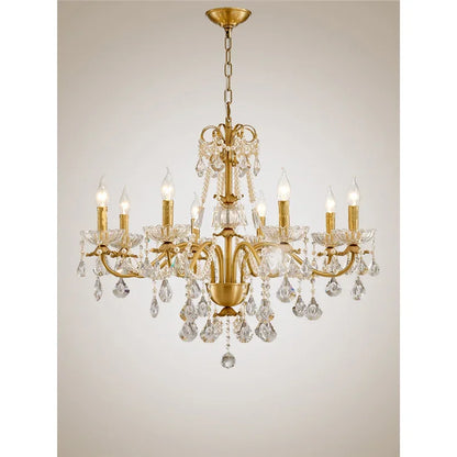 Decorbites™ Gold Messing Kristall-Kronleuchter für Wohnzimmer, Esszimmer und Schlafzimmer, Retro Kerzenleuchten Pendellampen