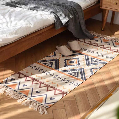 Decorbites™ Leinen-Karo-Baumwollgewebe-Teppich - Boho-Stil-Läufer für Wohnzimmer, Schlafzimmer und Heimdekoration