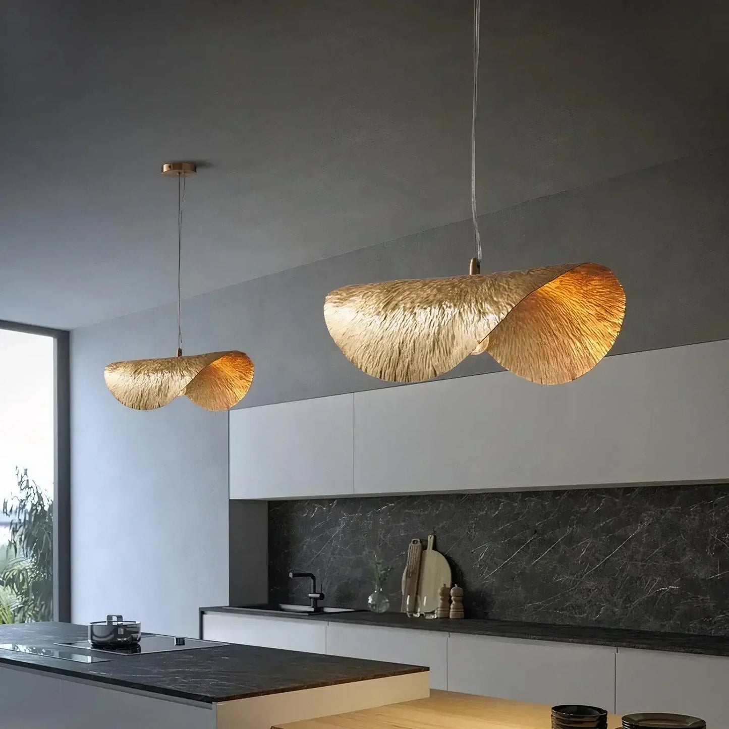 DecorBites™ Gold Lotus Leaf LED Chandelier for Living Room Dining Kitchen Island