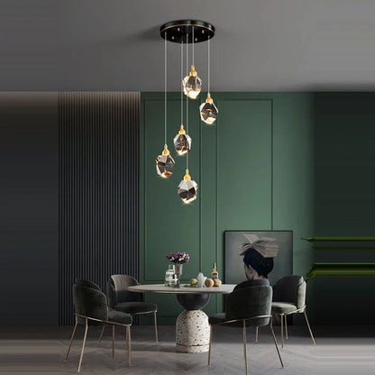 DecorBites™ Crystal Copper Black LED Chandelier for Dinning Room