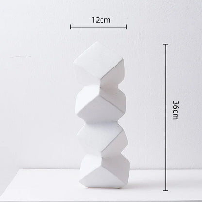 DecorBites™ Geometric Square Sculpture Stack Figurine Home Decoration Accessory