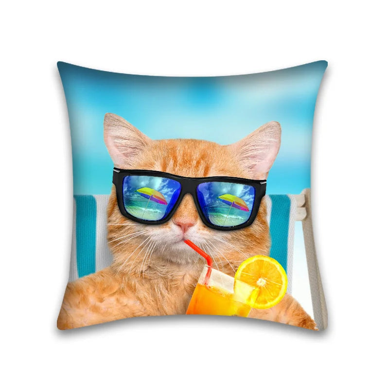 Decorbites™ Niedliches Katzen-Anime-Kissenbezug – 45x45 cm Cartoon-Hussenbezug für Zuhause und Büro