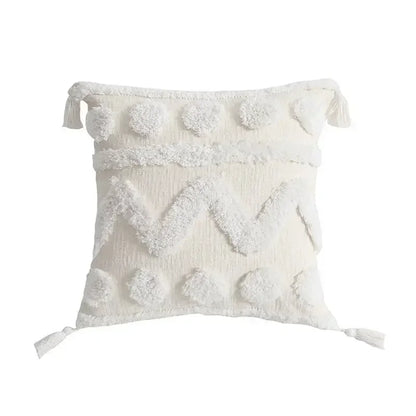 DecorBites™ Geometric Tufted Tassel Pillow Cover - Handcrafted Boho Chic Cushion Cover