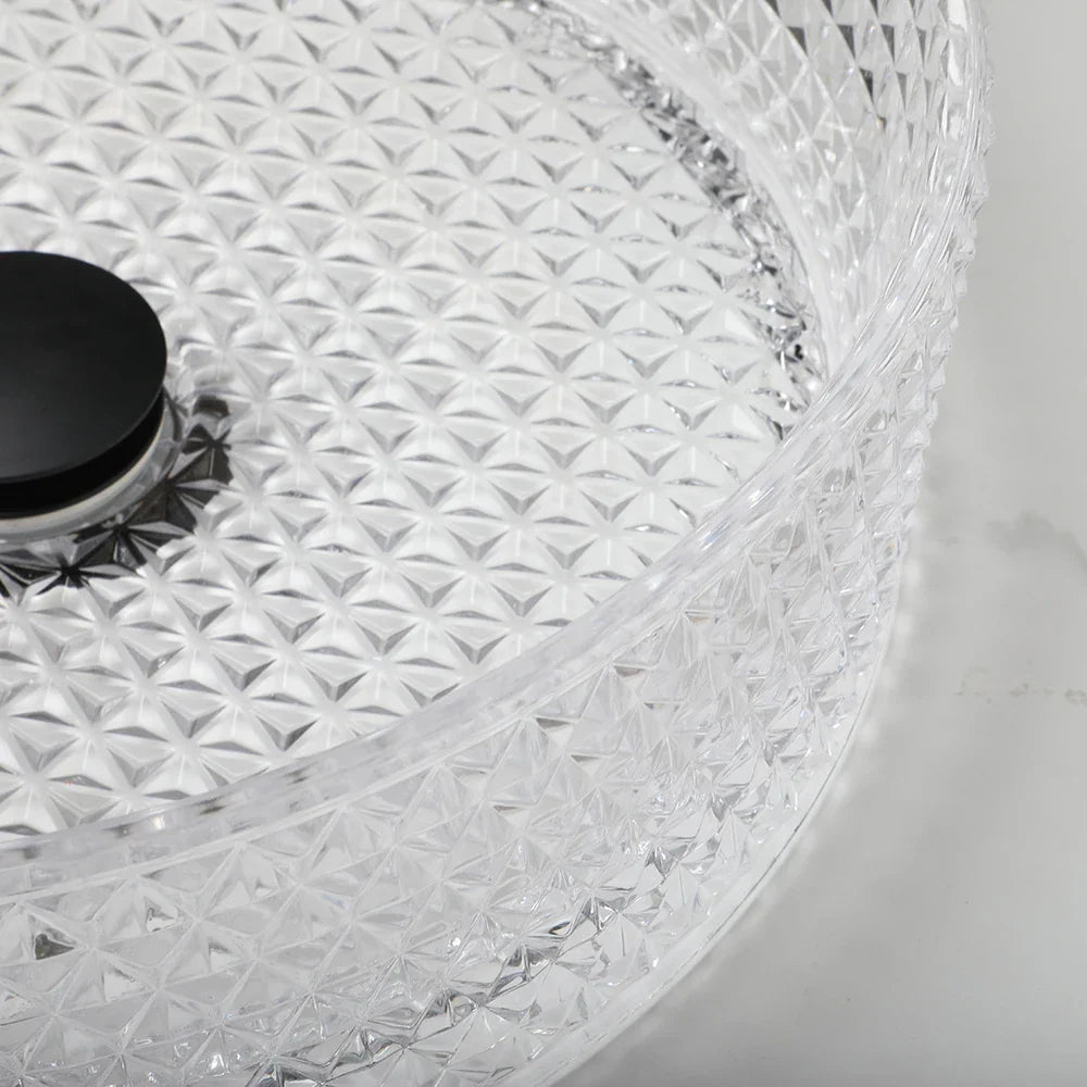 Decorbites™ Diamantglas-Waschbecken-Set mit mattschwarzem Armatur und Pop-up-Ablaufmischer