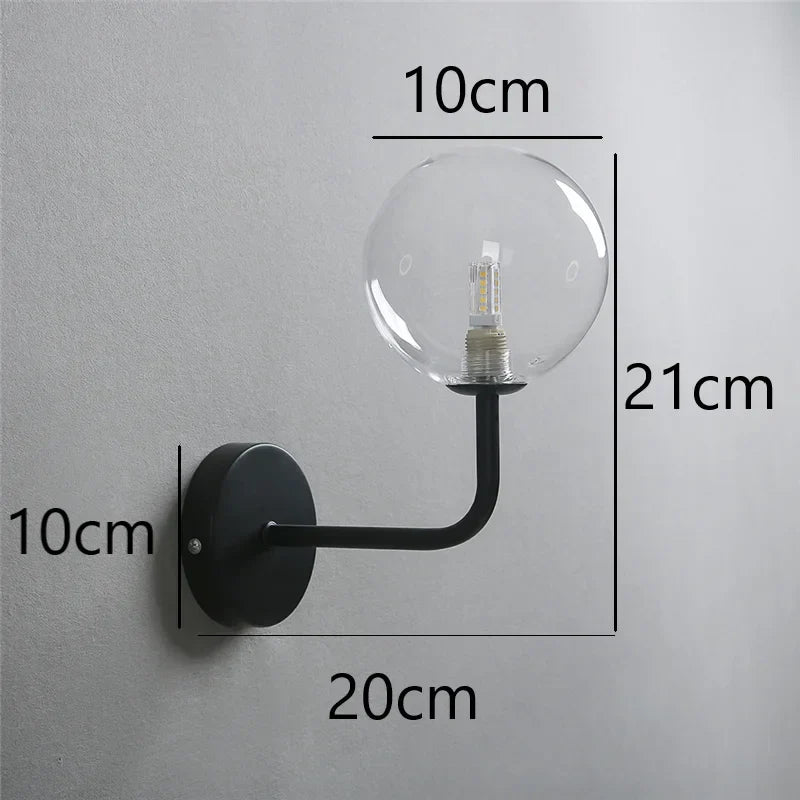 DecorBites™ Glass Ball Metal Bend Wall Lamp for Living Room Bedroom, Nordic Retro Design