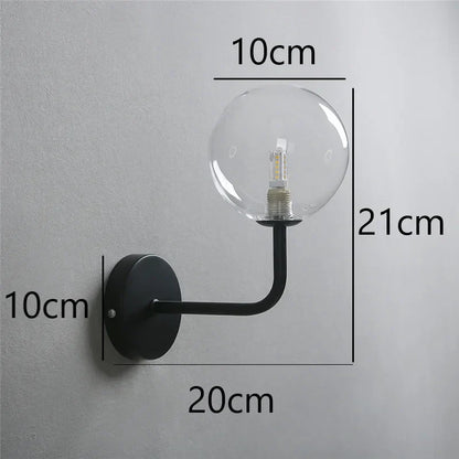 DecorBites™ Glass Ball Metal Bend Wall Lamp for Living Room Bedroom, Nordic Retro Design