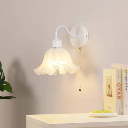 Decorbites™ Glas-Eisen-LED-Wandleuchte mit Zugschalter für Treppenbeleuchtung im Schlafzimmer