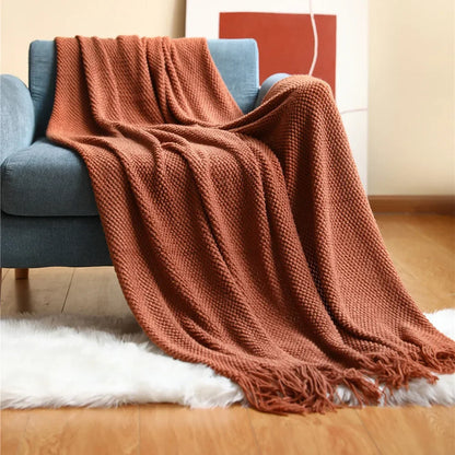 DecorBites™ Knitted Pineapple Grid Throw Blanket - Nordic Sofa Blanket for Home Decor
