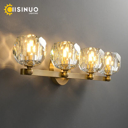 DecorBites™ Gold Solid Copper Crystal Vanity Light Fixtures for Bathroom and Bedroom