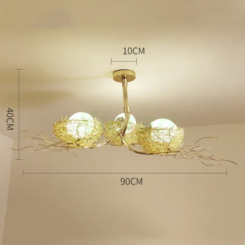 Decorbites™ Vogelnest-Glas-LED-Deckenleuchte für modernes nordisches Wohnzimmer-Dekor