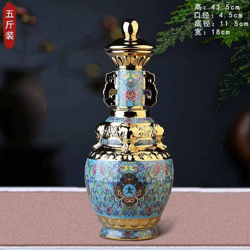 Decorbites™ Jingdezhen Keramik-Weinflasche 5 kg hochwertiges versiegeltes Set Weißweinkrug