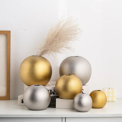 Decorbites™ Geometrische Gold- und Silber-Vase für stilvolle Blumenarrangements & Heimdekoration