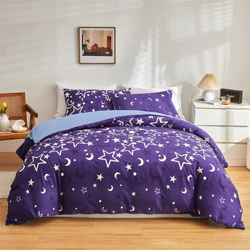 Decorbites™ Cosmos Leuchtendes Bettwäsche-Set King Queen Double Single Daunendecke Bezug Traumdecke