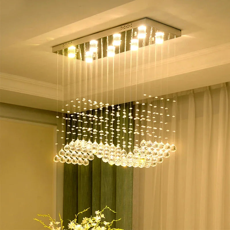Decorbites™ Kristall-LED-Kronleuchter: Stilvolles rechteckiges Pendellicht für Zuhause, Büro und Café