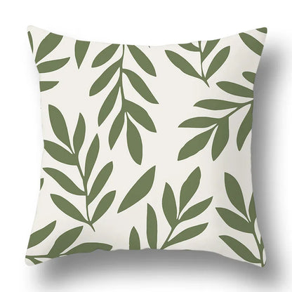 DecorBites™ Green Plants Geometric Print Pillow Cover - Home Sofa Cushion Cover