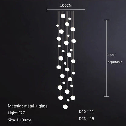 Decorbites™ Gregg Glass Hängeleuchte - Weiße LED-Kieselstein-Pendelleuchte für Villentreppen & Geschäfte