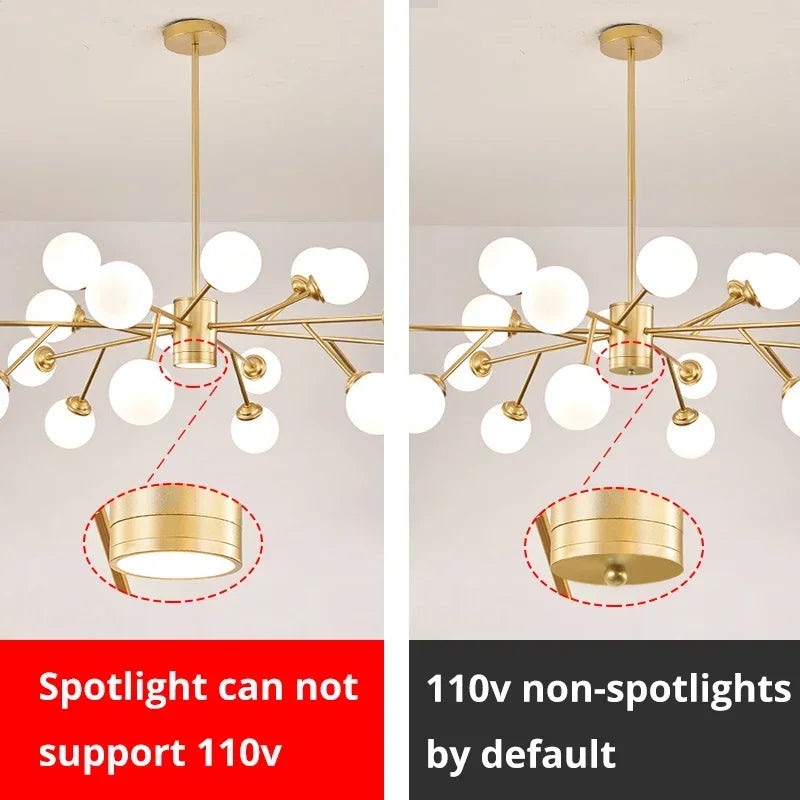 Gold Black LED Chandelier 18-Head For Bedroom