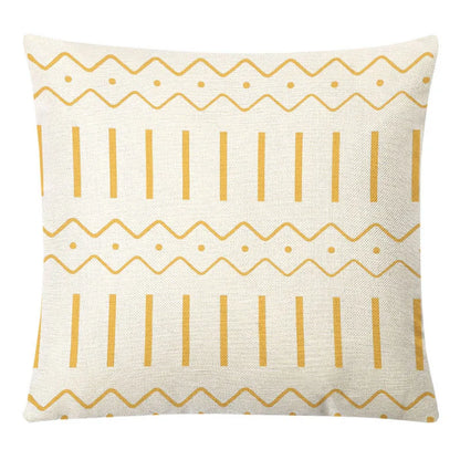 DecorBites™ Geometric Yellow Linen Pillow Cover for Modern Décor 45x45cm