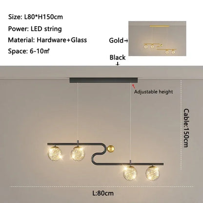 Decorbites™ Glas-Kugeln-LED-Hängelampe für Esszimmer, Wohnzimmer, Schlafzimmer, Küche