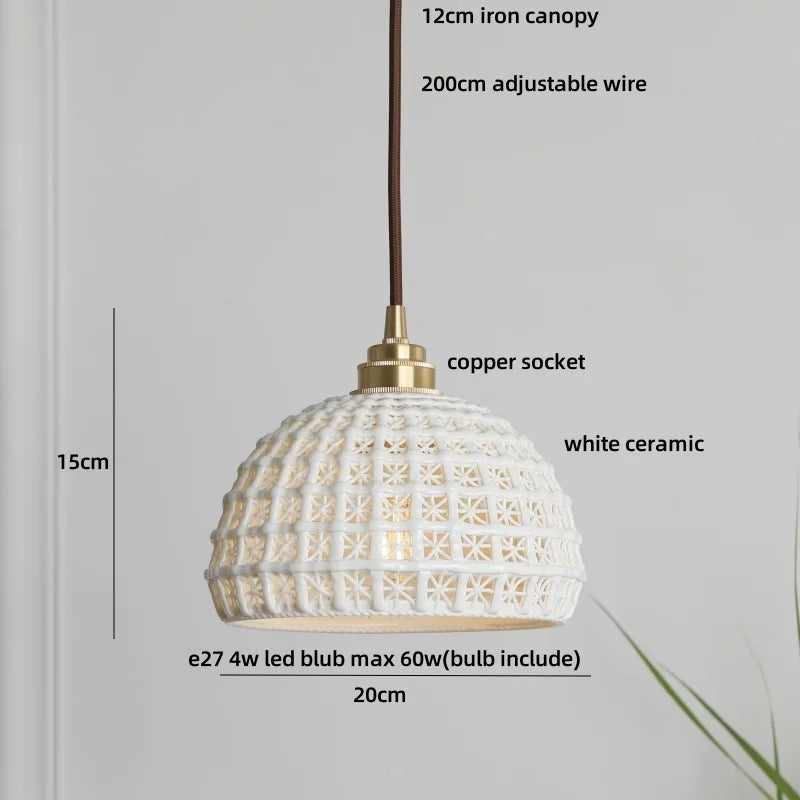 Decorbites™ Braune Holz-Keramik-Quasten-LED-Pendantleuchten für moderne Innenraumbeleuchtung