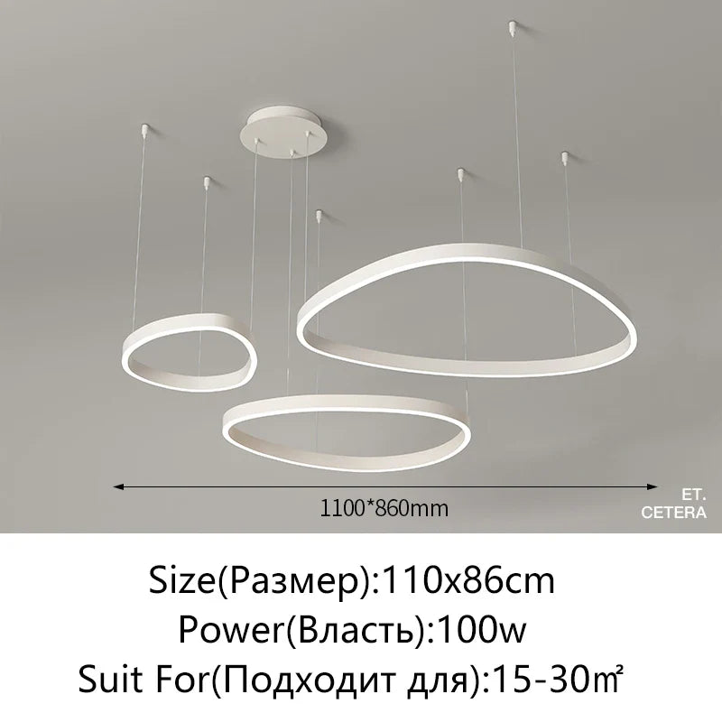 Modern White LED Ring Pendant Chandelier