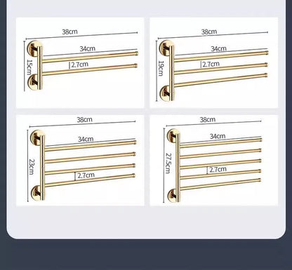 DecorBites™ Copper Swivel Towel Bars Wall Mounted Bathroom Towel Holder Rack Gold 32cm