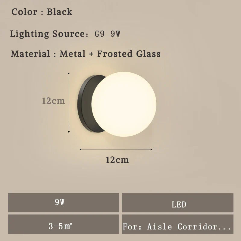 DecorBites™ Glass Ball LED Wall Lamp for Bedroom Living Room Indoor Lighting