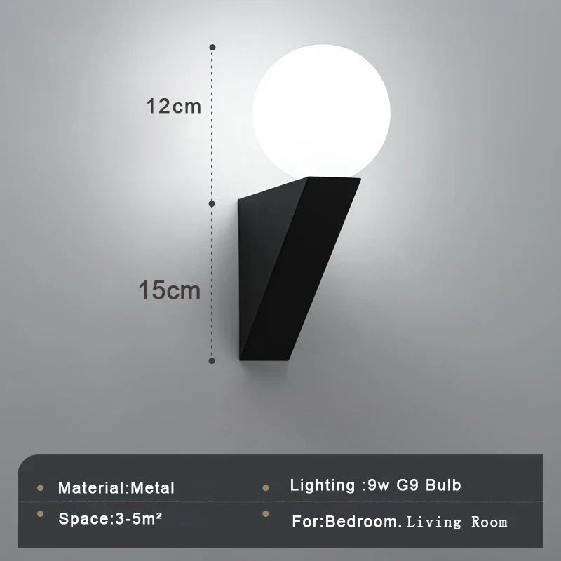 Decorbites™ Glas-Kugel Moderne G9 LED Wandlampe, 9W Innen-Wandlampe für Schlafzimmer und Wohnzimmer