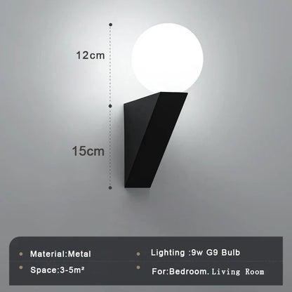 Decorbites™ Glas-Kugel Moderne G9 LED Wandlampe, 9W Innen-Wandlampe für Schlafzimmer und Wohnzimmer