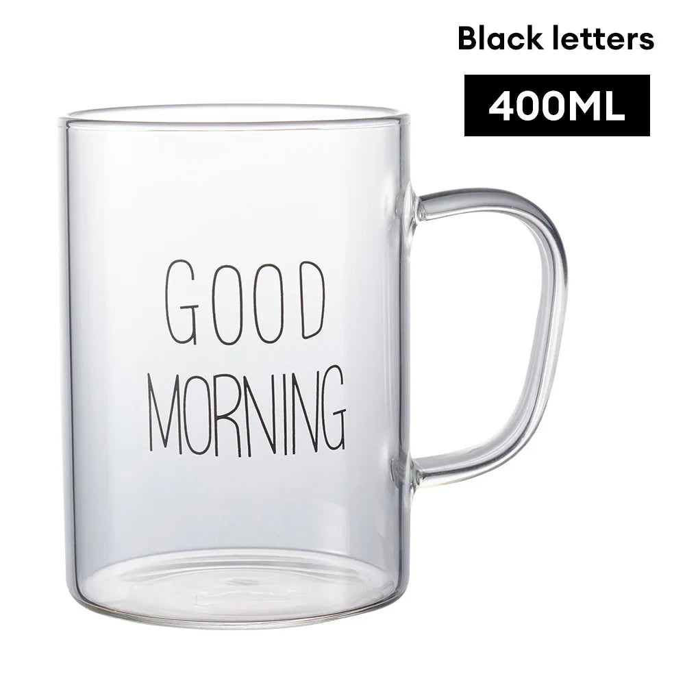 Decorbites™ Guten Morgen Glasbecher - Transparenter Becher mit Henkel