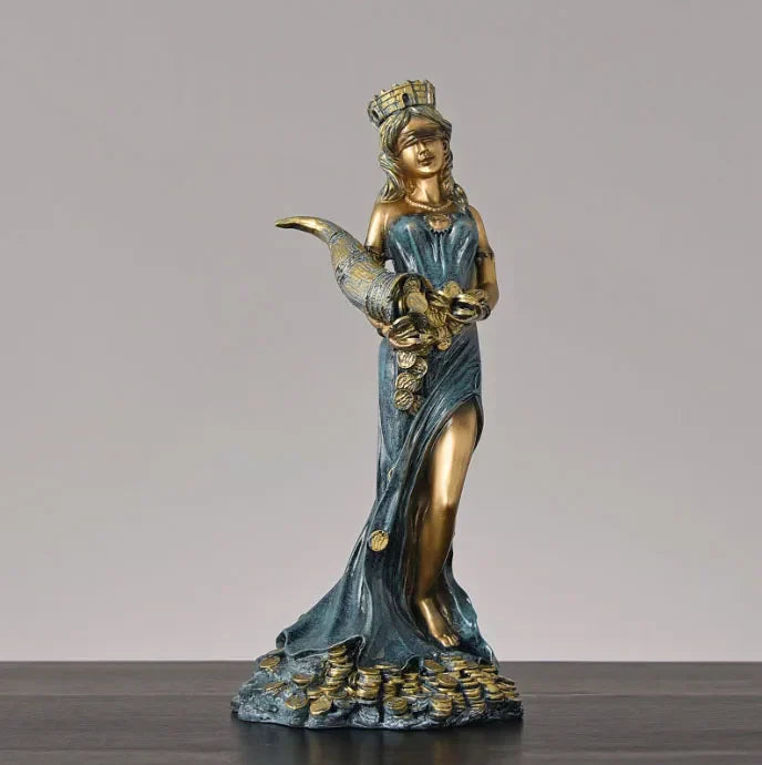 Decorbites™ Griechische Göttin des Reichtums Fortuna Figurine Plouto Glücksstatue Deko-Geschenk