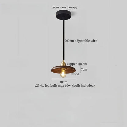 Decorbites™ Japanische LED-Hängeleuchte im Vintage-Stil aus Holz und Kupfer