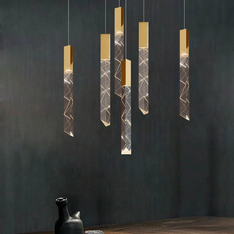 DecorBites™ Gold Crystal Stairs Chandelier Luxe LED Pendant Light Luxury Indoor Lighting