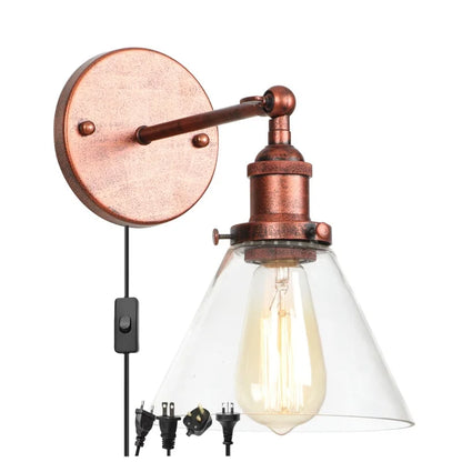 Decorbites™ Klares Glas Eisen LED Wandlampe Rustikales Industrielles Vintage Steckdosensleuchte