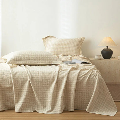 DecorBites™ Cotton & Linen Bed Sheet Set: Luxury, Skin-Friendly, All Seasons, Queen & King Sizes